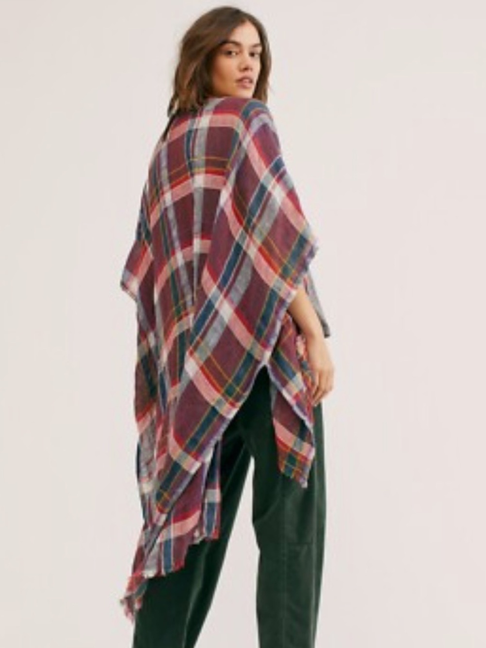 FREE PEOPLE REVERIE PLAID KIMONO.   NWOT